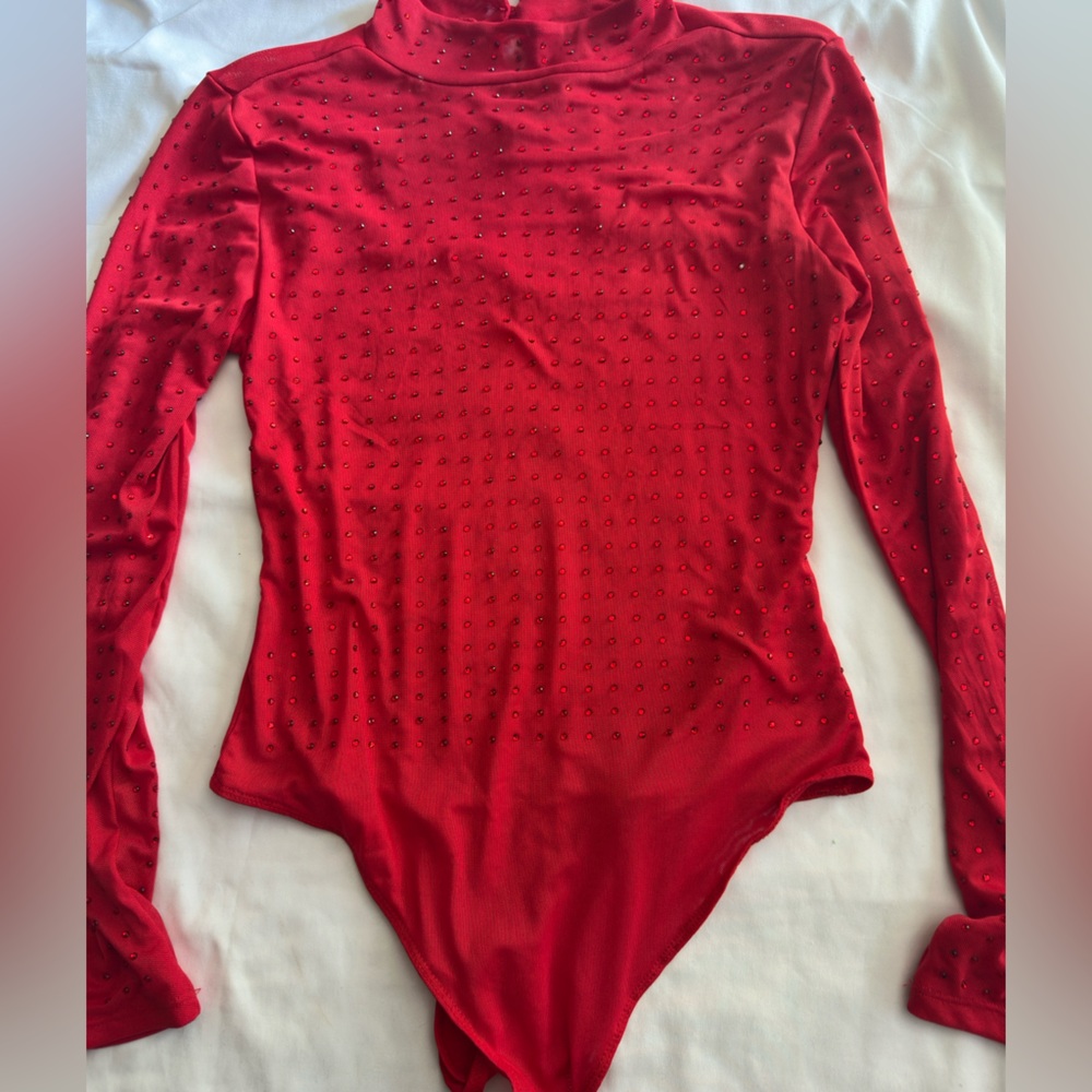 No Boundaries Red Studded Bodysuit
